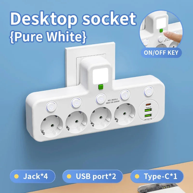 5 Sockets with Optional USB & Type-C Ports