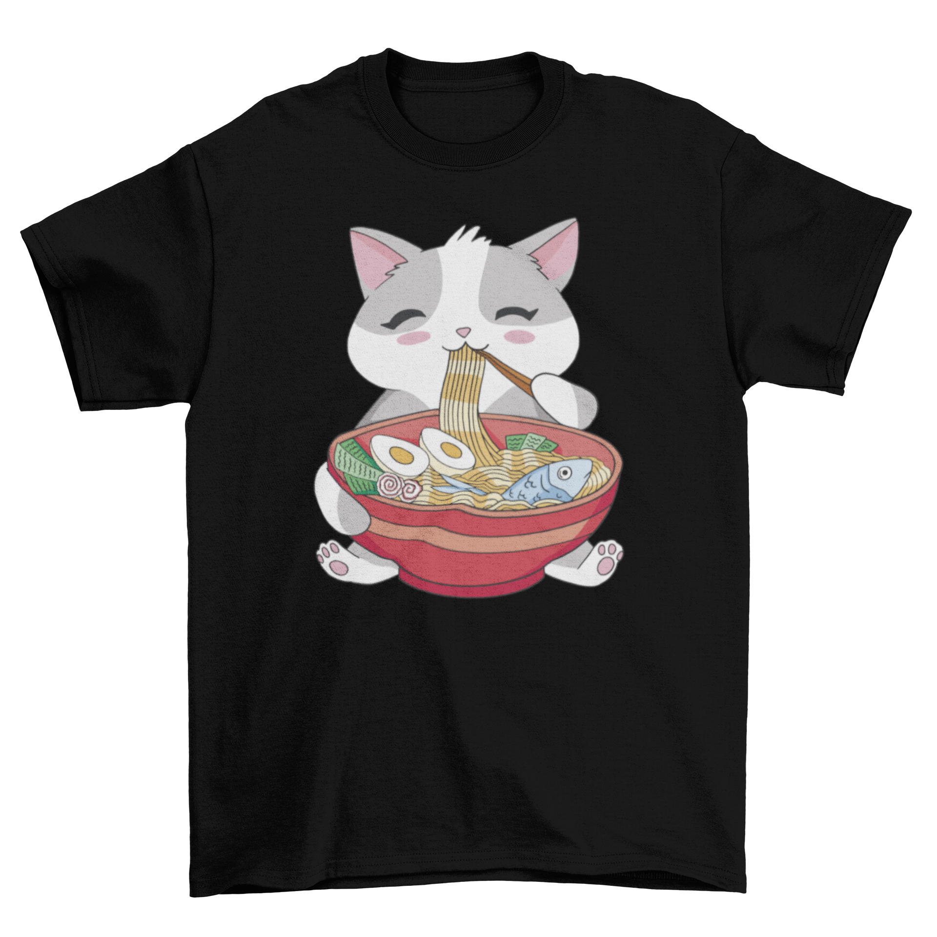 Cat animal eating ramen T-shirt