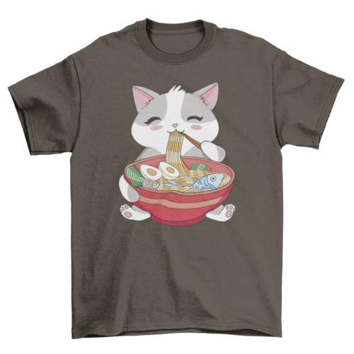 Cat animal eating ramen T-shirt