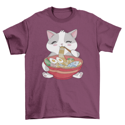 Cat animal eating ramen T-shirt