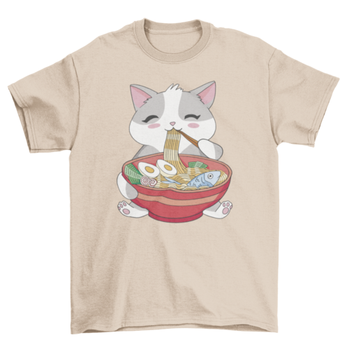 Cat animal eating ramen T-shirt