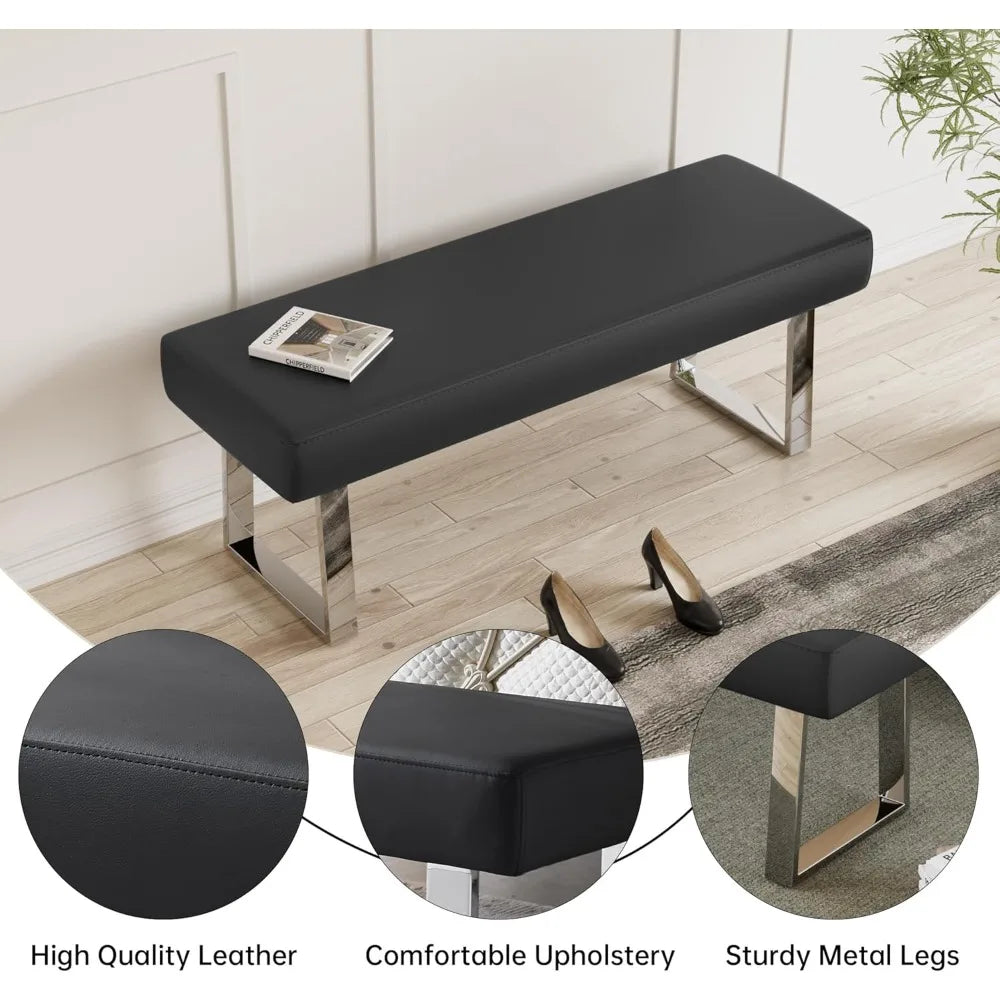 Upholstered Bedroom Bench with Metal Legs