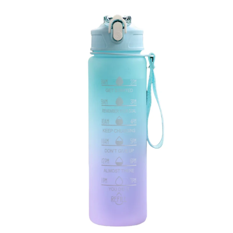 Sports Water Bottle with Time-Tracking Straw