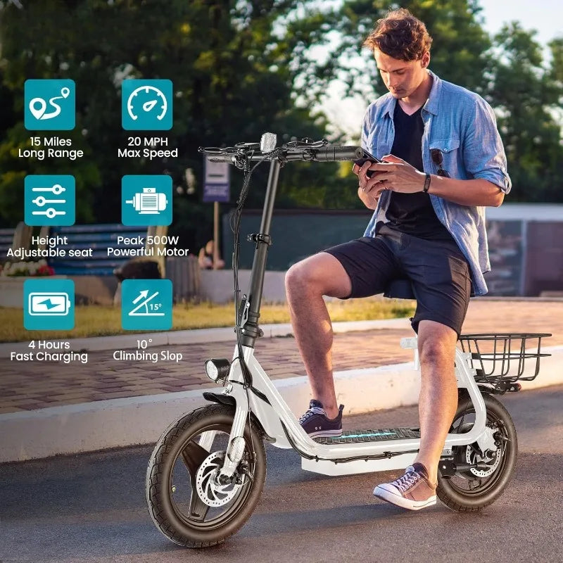 500W/800W/1200W, Long-Range Adult Scooter