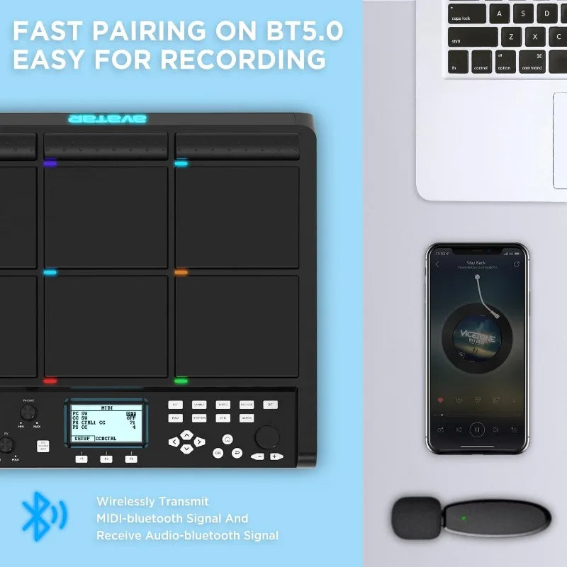 Percussion And Sampling Instrument With 9 Drum Pads