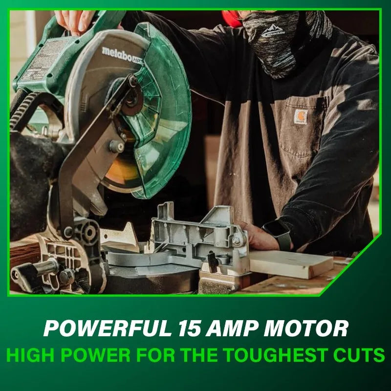 10-Inch Compound Miter Saw, 15-Amp Power Saw With Large 10-Inch Table, Precision Miter Angles, Single Bevel 0-45°