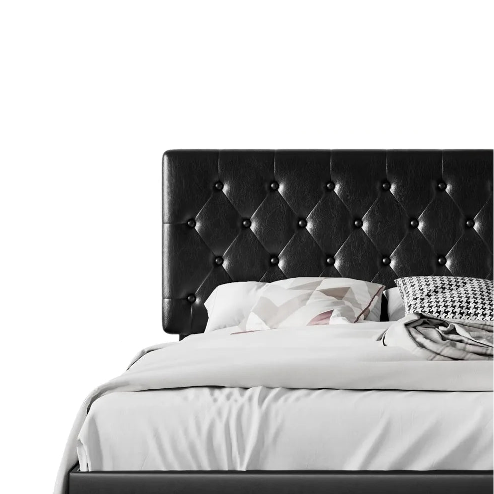 Full-Size Platform Bed Frame with Button Tufted Headboard