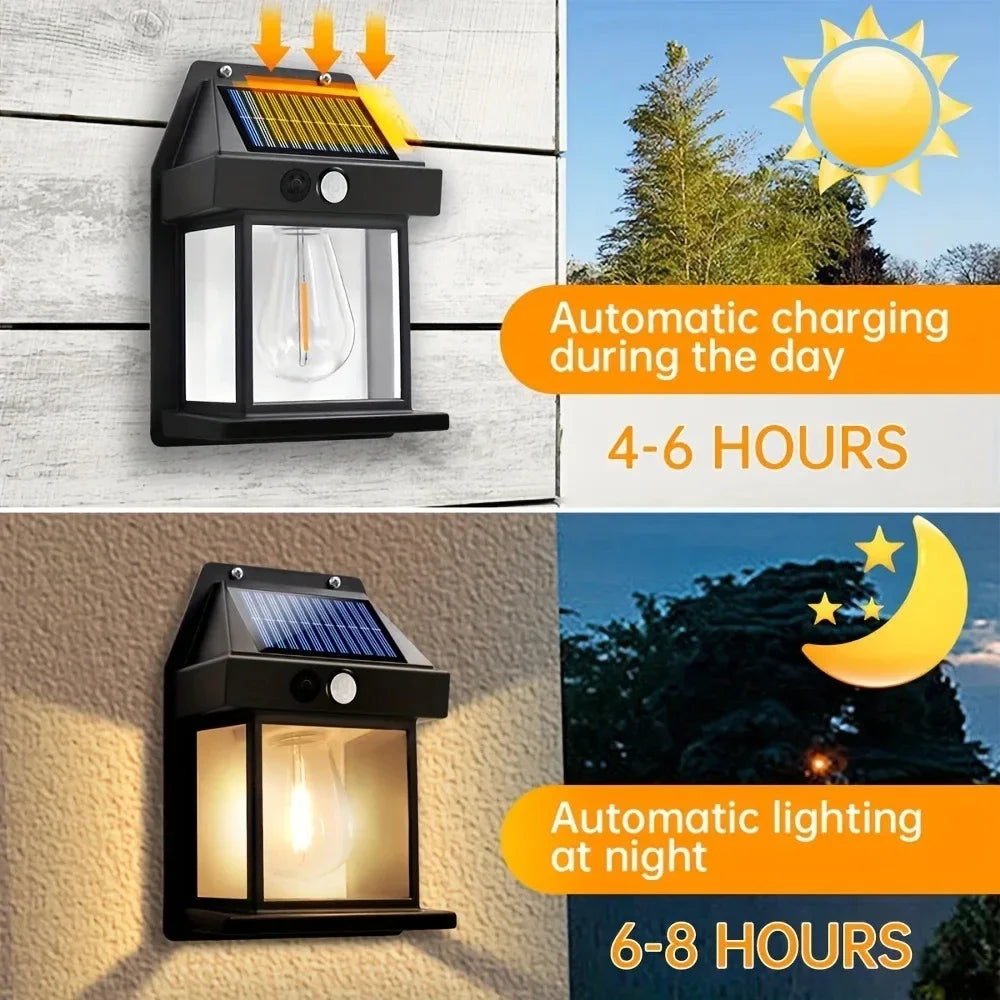 Solar Tungsten Night Lamp Intelligent Motion Sensor Wall Lamp