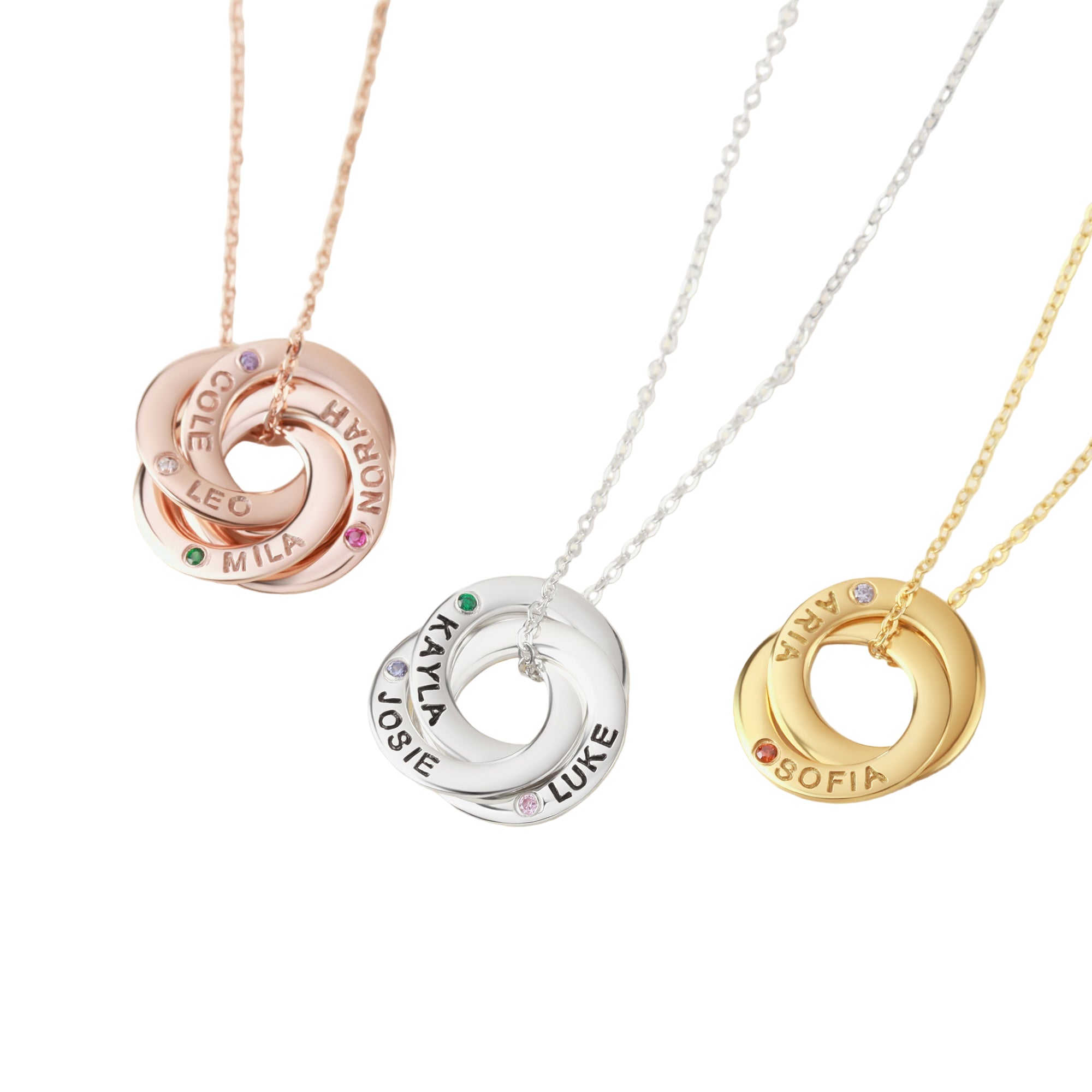 Mom Necklace With Kids Names Birthstones