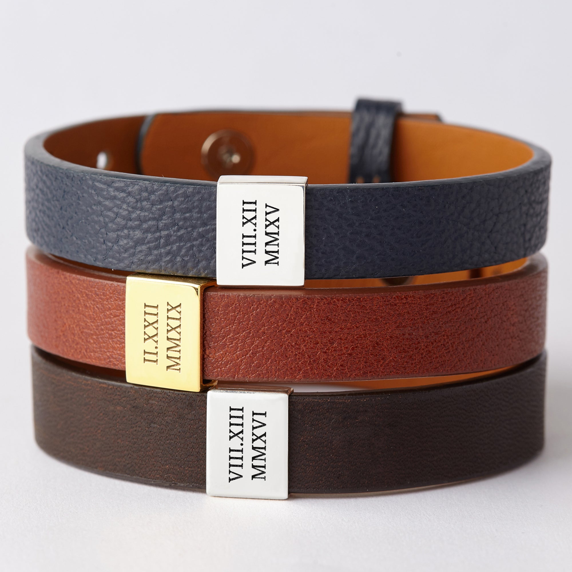 Custom Leather Bracelet Roman Numerals