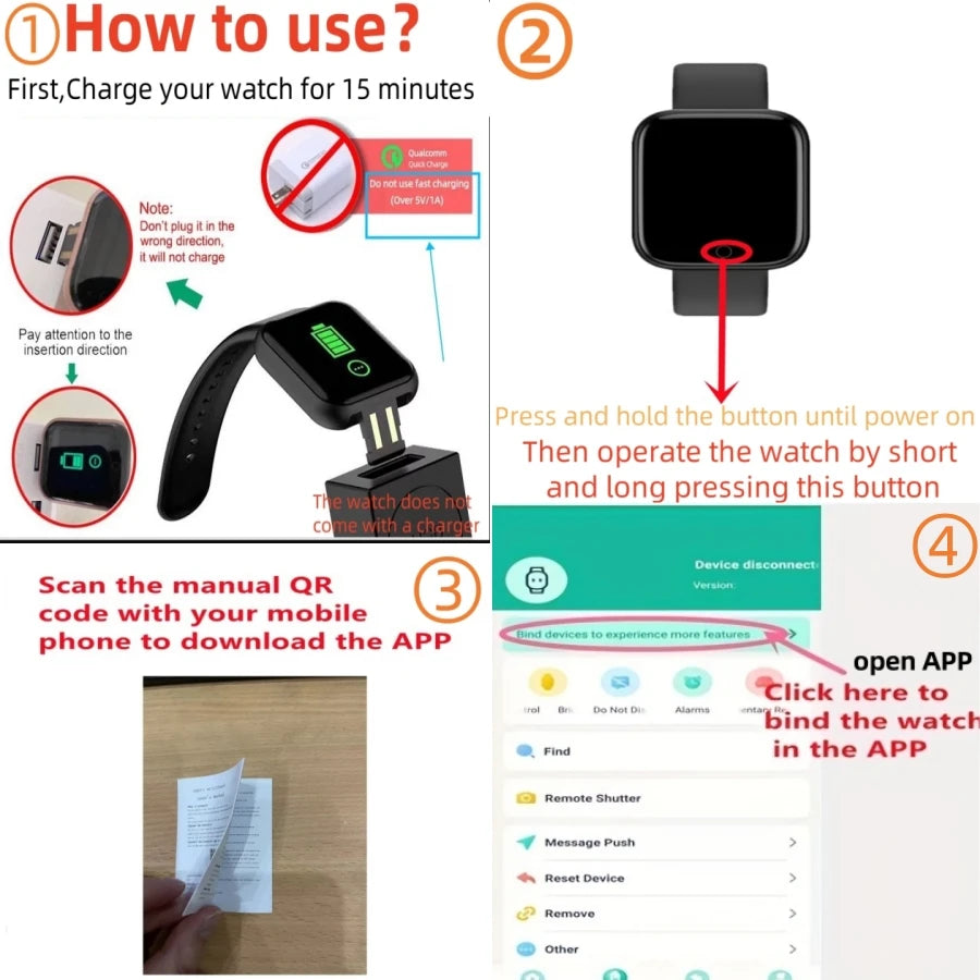 Fitness Monitor, Message Alerts, and Activity Smartwatch
