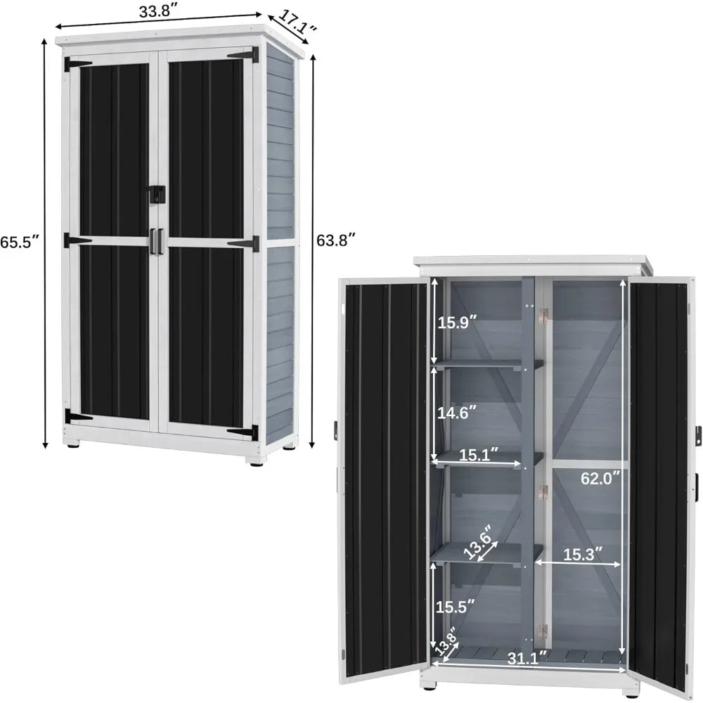 Wood & Metal Garden Shed with Waterproof Roof