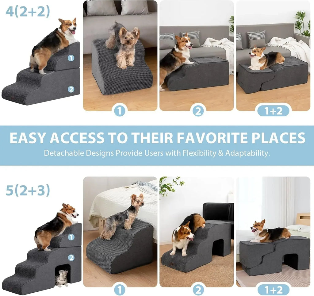 4-Step Foldable Pet Stairs for Small Dogs & Cats