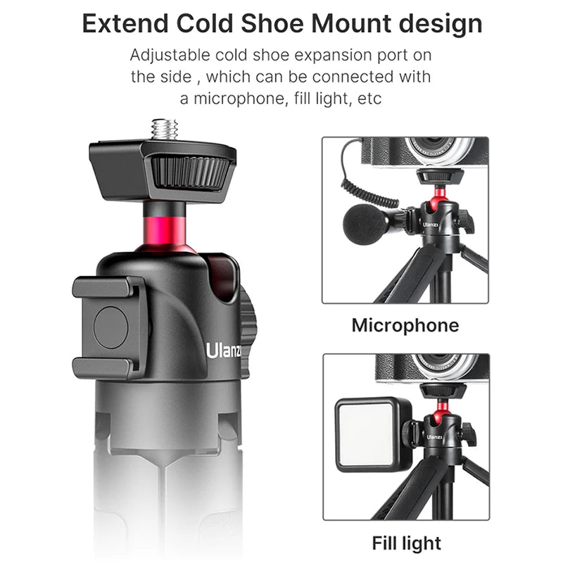Bracket with Cold Shoe & Ball Head MT-16 Foldable Tripod