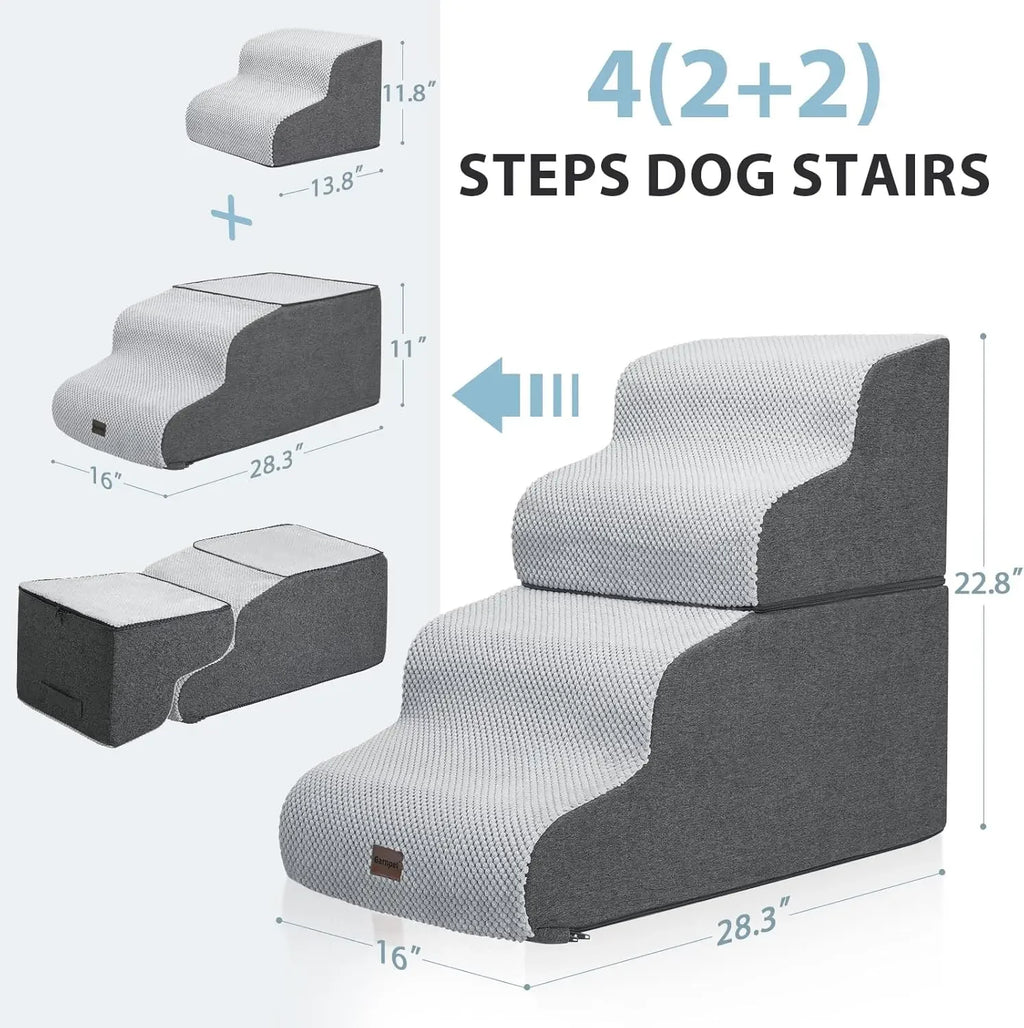 4-Step Foldable Pet Stairs for Small Dogs & Cats