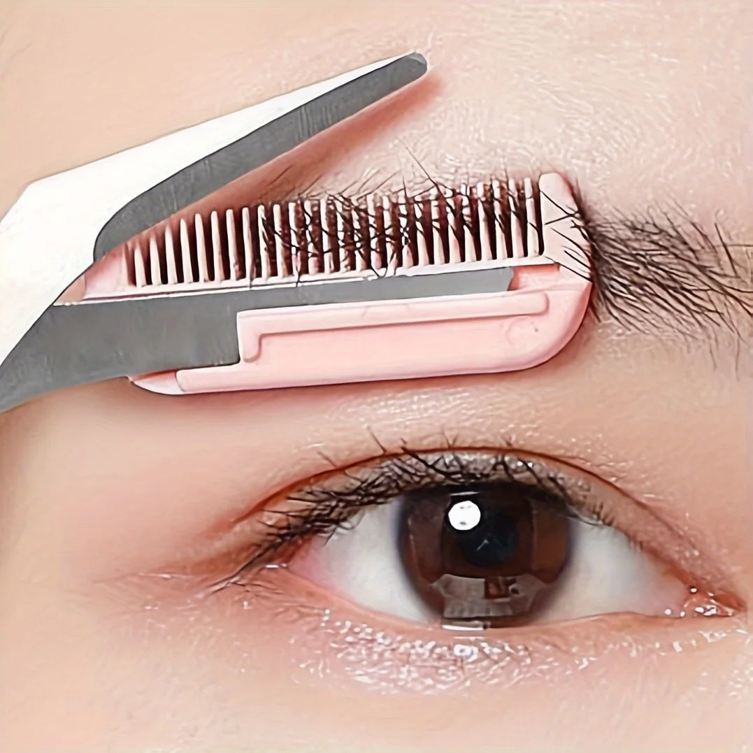 Pink Eyebrow trimming scissors