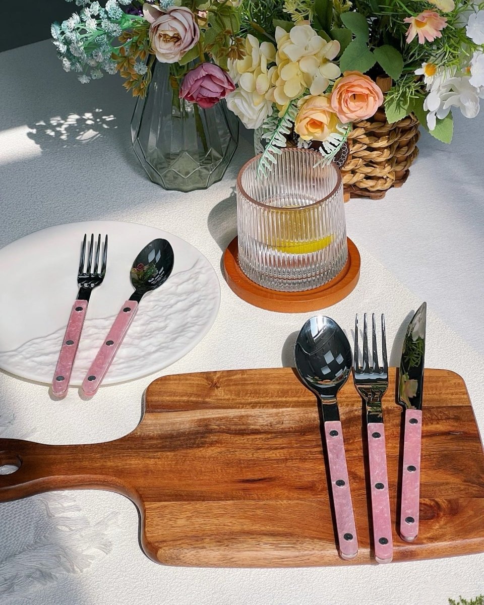 Set of 10 Sleek Modern Pinky Elegant Salt Lake Flatware Cutlery